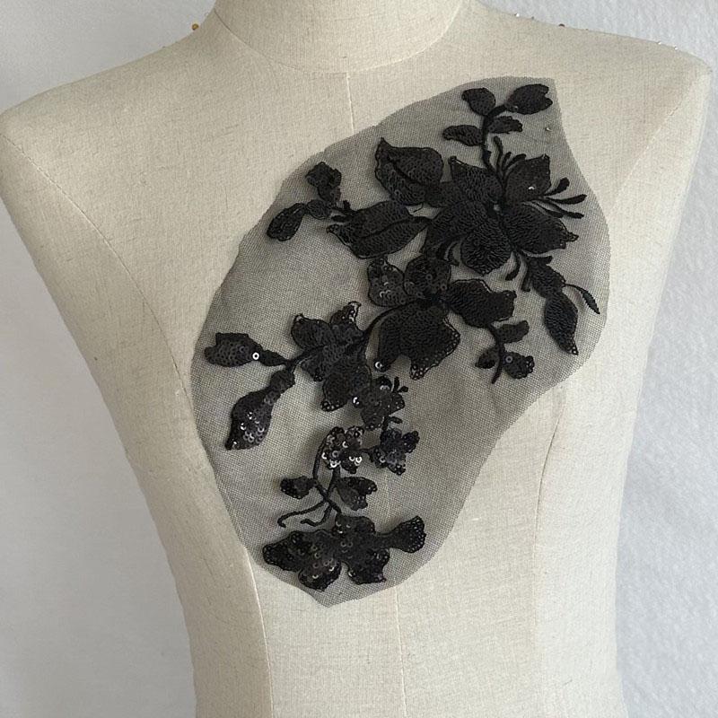 Mesh Lace Flower 2pc Colorful Sequins Hand Sewing Diy Embroidered Cloth Stickers Skirt Decoration Accessories Patch Dance Clothes