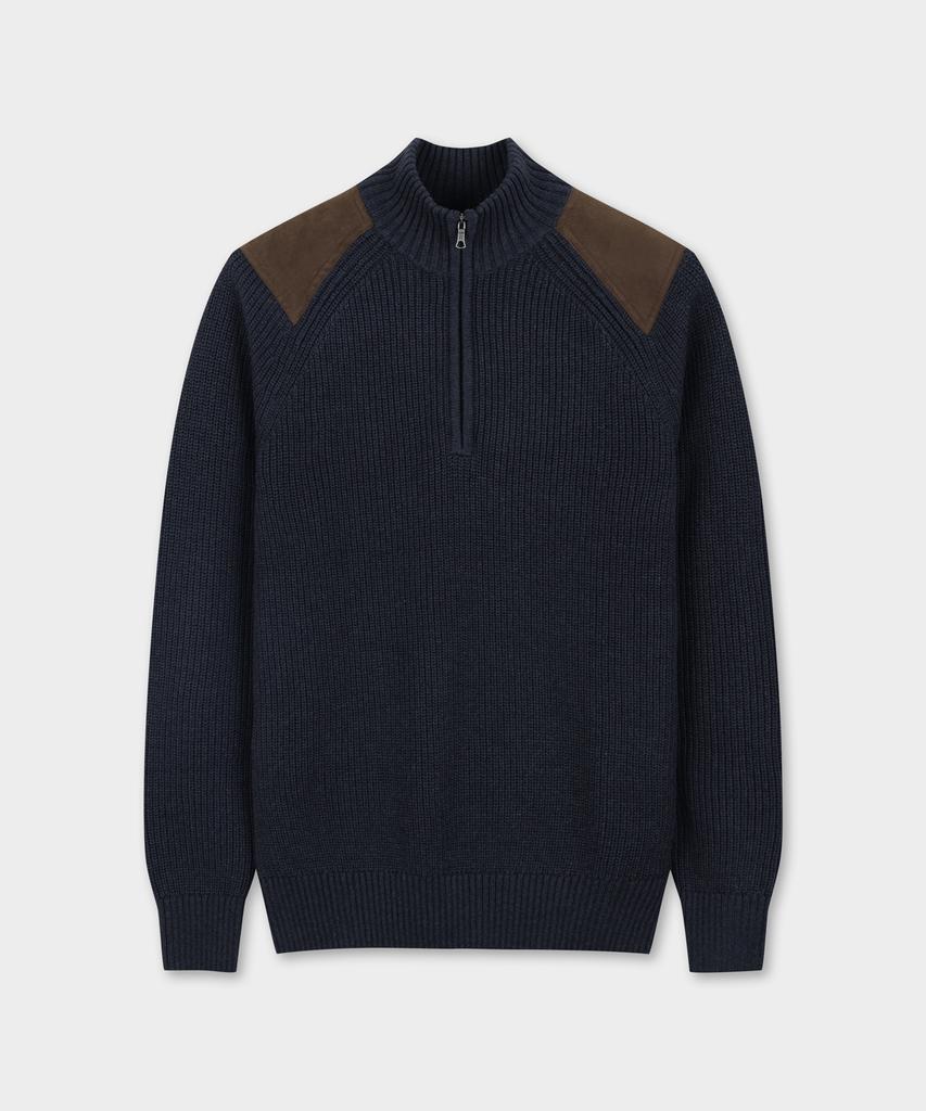 BROOKS BROTHERS Cotton Military Half-Zip Sweater (Navy) (Bbwrmmg401)