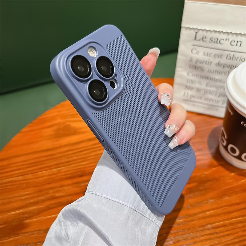 Ультратонкий жесткий чехол для рассеивания тепла для iPhone 15 14 12 11 13 Pro Max XR XS Max 7 8 Plus, защита линз, дышащая сетчатая крышка