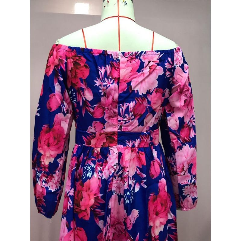 Women's Summer Holiday One Neck Swing Printed Dresses