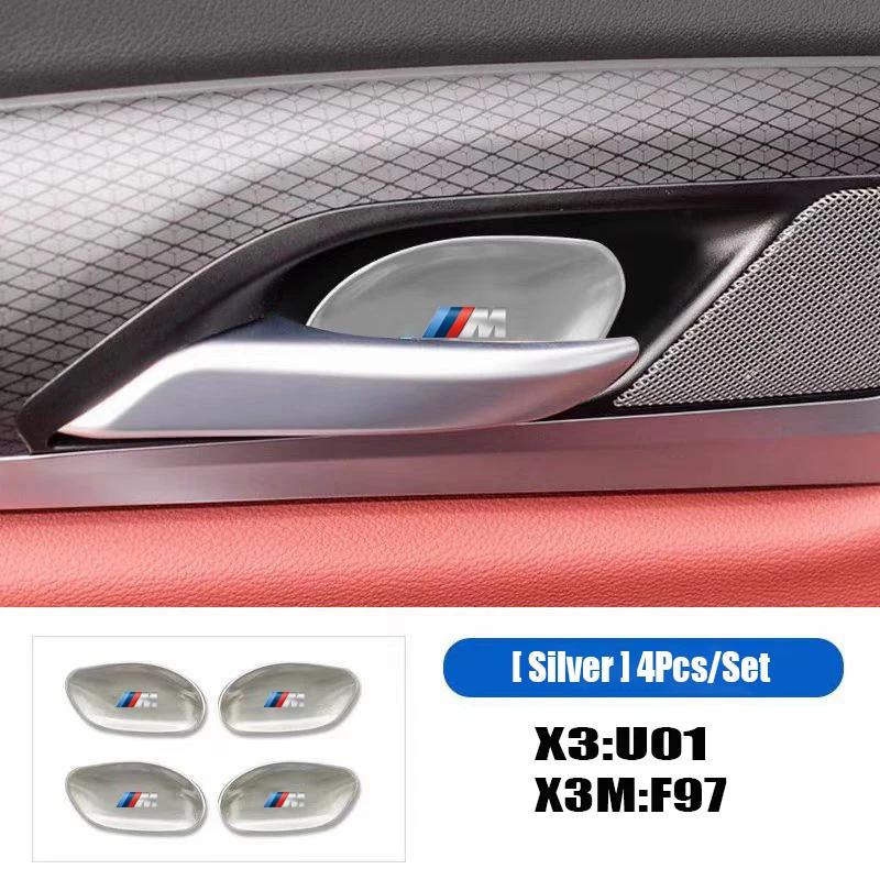 LGFHR1 2026 Car Sticker 4Pcs Car Inner Door Bowl Stainless Steel Protection Cover Stickers For BMW M E46 E90 E60 F30 F10 E39 E36 F20 G3