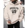Толстовки с капюшоном Brooklyn 89 Letter Print Мужская мода Удобная толстовка с капюшоном Осенняя мягкая флисовая мужская толстовка с капюшоном Карманный карман Теплые топы Толстовки и свитшоты Мужские