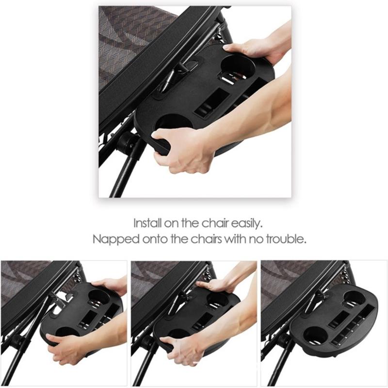 Outdoor Folding Relaxation Chairs Drink Holder Folding Reclining Portable Chairs Tray Clip on Side Table Cup Holder Tray