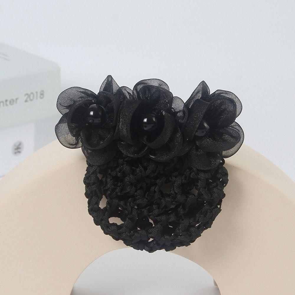 Бантик для волос, чехол для пучка, женские пружинные зажимы, кружевная сетка для волос с цветком, корейский пучок, снуд, заколки для волос, чехол для сетки