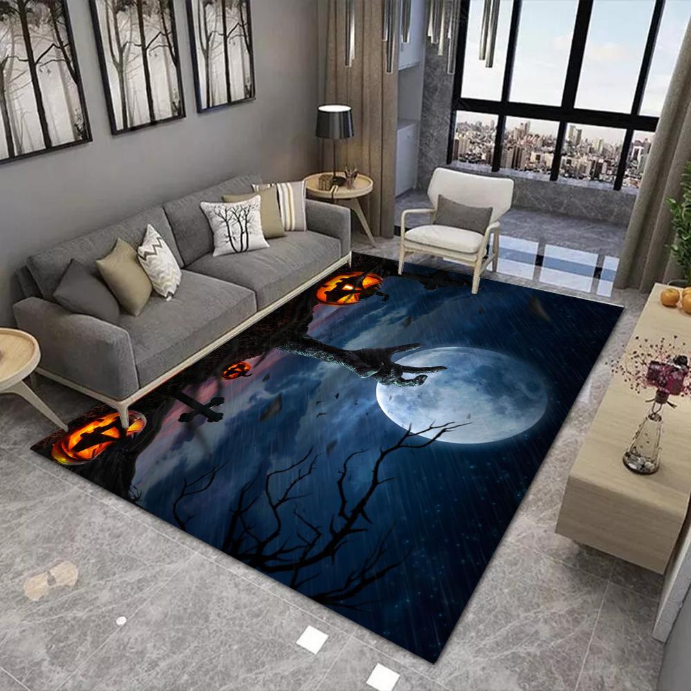 Halloween Carpet Cartoon Living Room Bedroom Kitchen Sofa Table Balcony Rug Non-slip Washable Mat Exquisite Home Ornaments