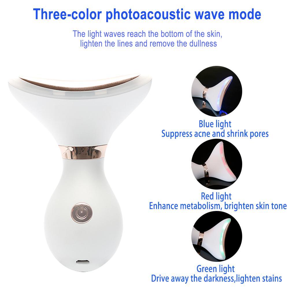 Массажер для лица и шеи против морщин 3 цвета светодиодная фотонная терапия против двойного подбородка