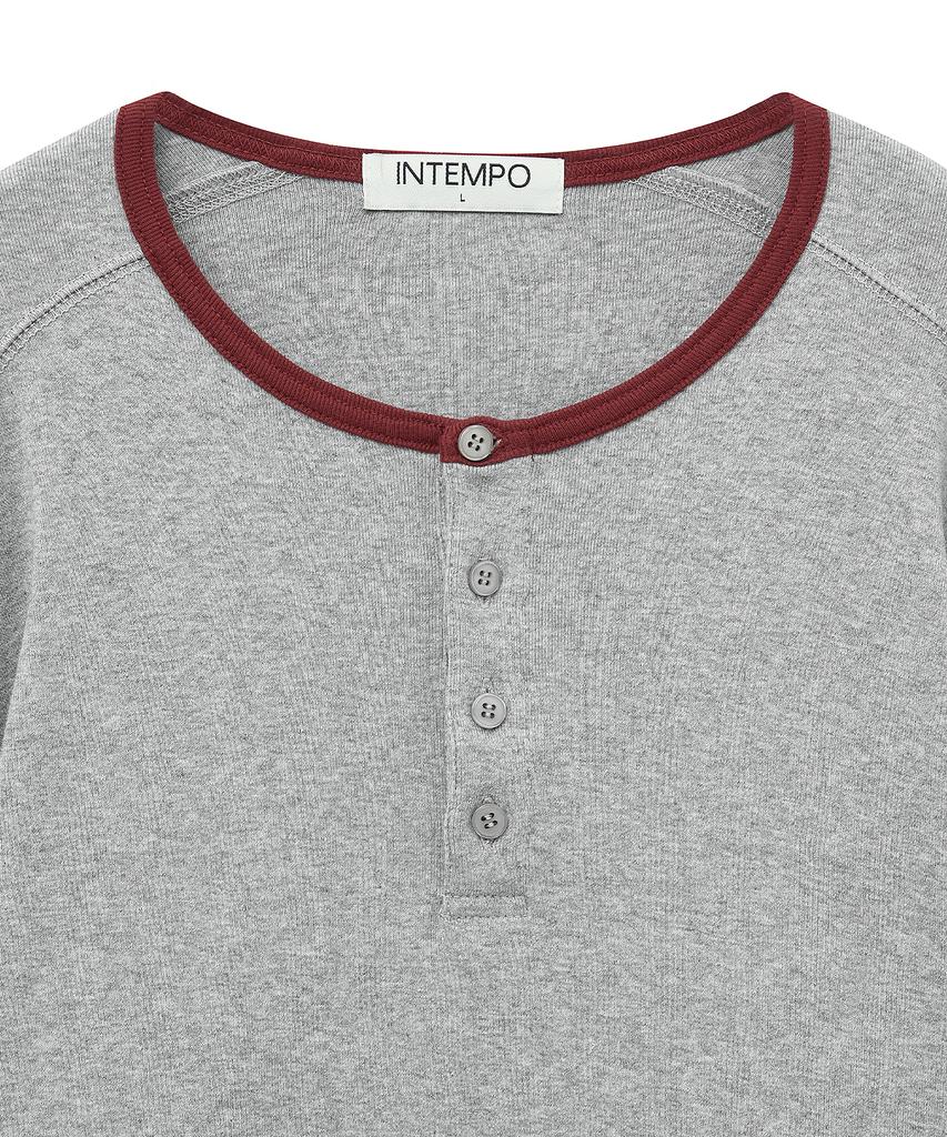 INTEMPOMOOD Цветная футболка-henley с длинным рукавом: 2 цвета