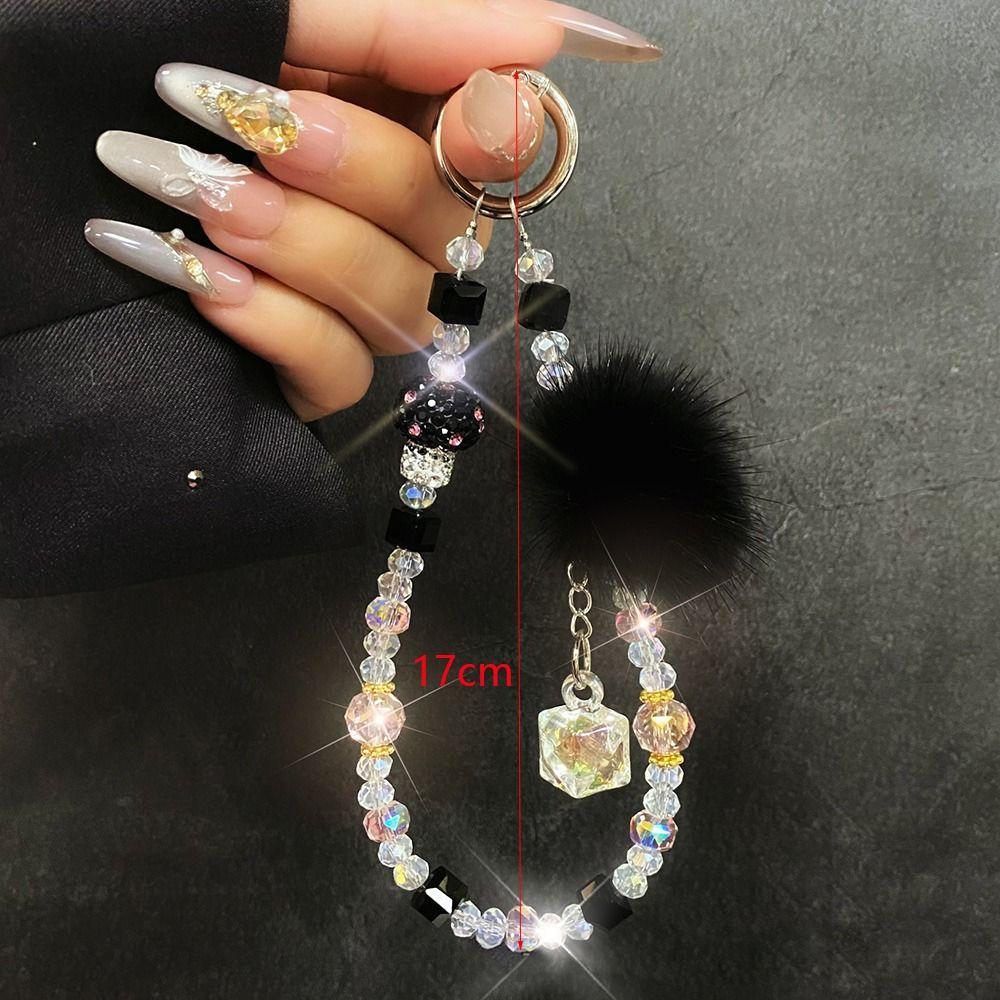 Hand-beaded Mobile Phone Lanyard Strap Crystal Car Keychain New Bag Pendant  Ornament