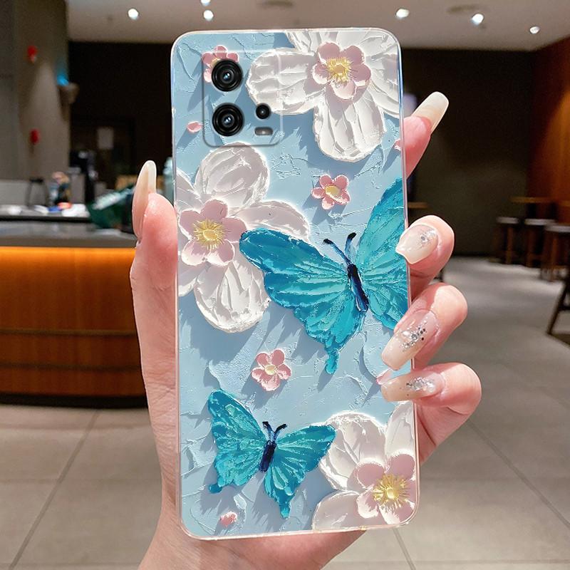 For Cover Motorola Moto G72 Case G 72 Flower design Clear Soft Silicone Back Funda Bumper For Moto G72 MotoG72 Phone Cases Coque