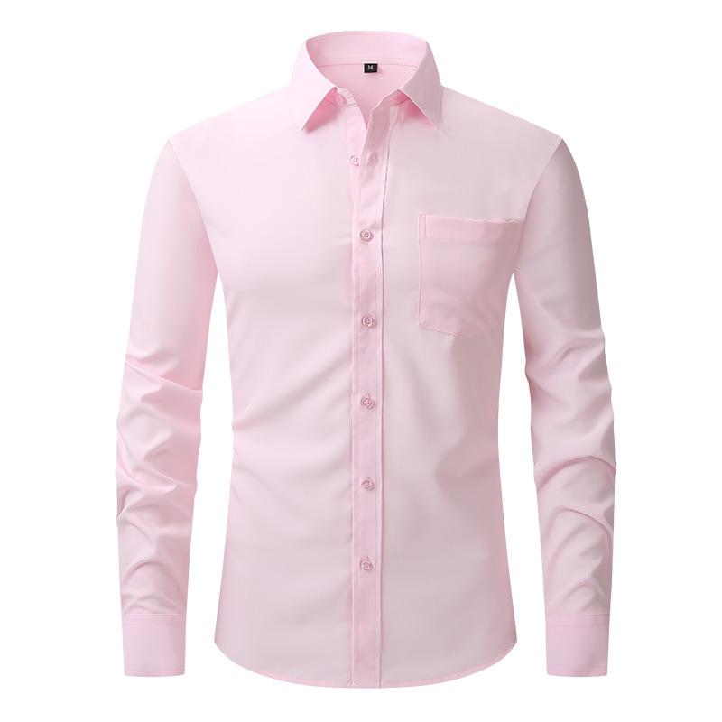Мужская рубашка в стиле business casual с длинным рукавом, четырехсторонней эластичностью и немнущейся тканью