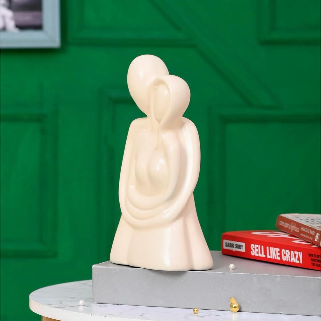 Beautiful Romantic Couple Statue | Ceramic Home Decor (Pack of 1, Off White Color)