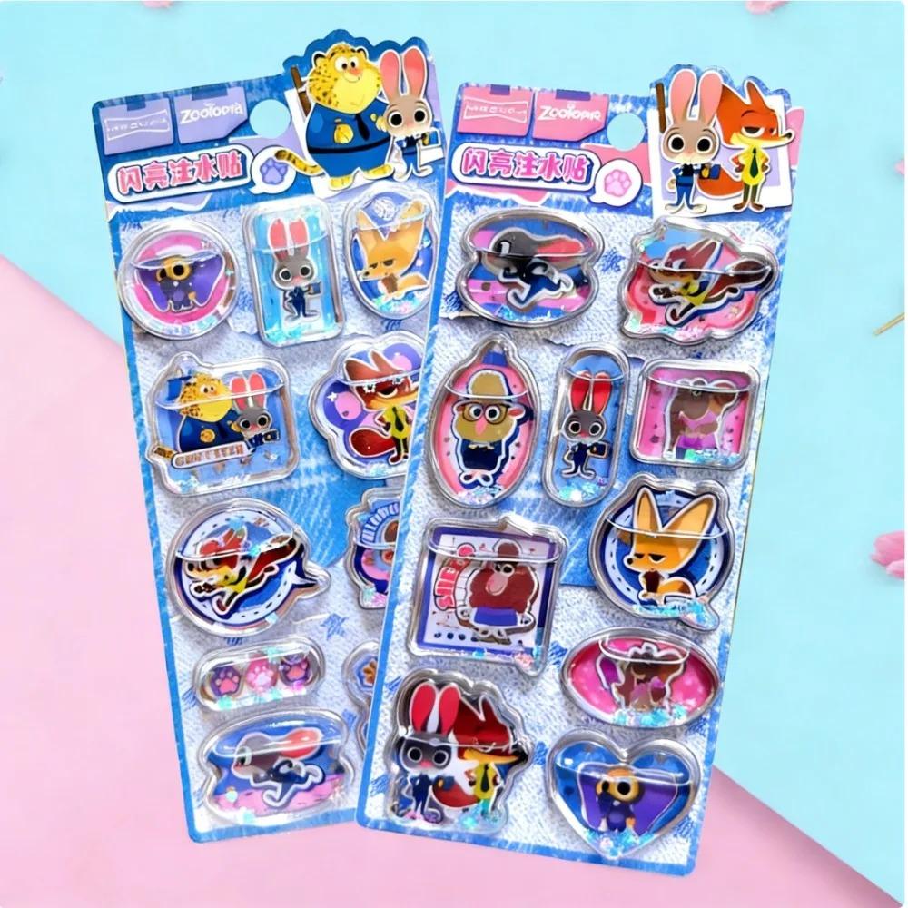 New Zootopia 3D Shake Stickers Diy Nick Notebook Album Diary Handbook Decorations Cute Judy Anime Stationery For School Students