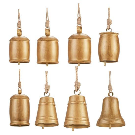 Rustic Bell Christmas Ornament Vintage Metal Decorative Bell Large Hanging Cow Bell Decoration for Mantel Table Centerpiece Winter Tree Garland Decor