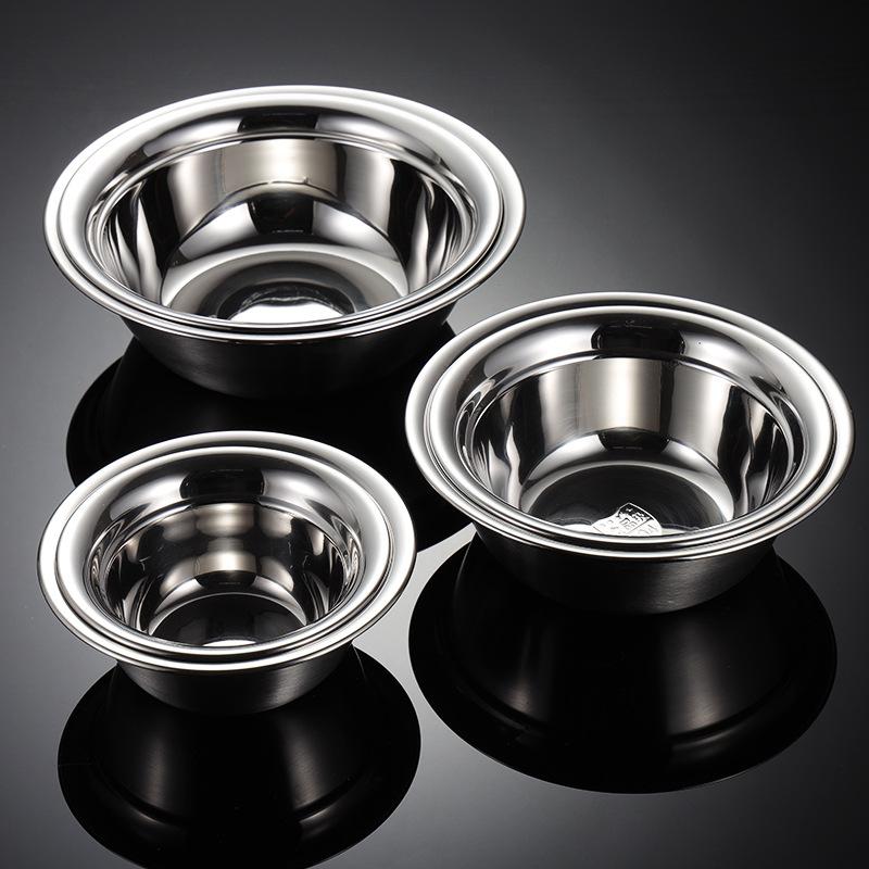 304 Stainless Steel Plate Thickened Deep Round Basin Vegetable Dish Deep Soup Basin Endoscopic Surface Outside Matte 06 Thick