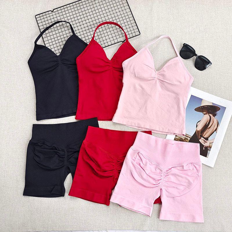 Butt-Lifting Shorts Impact New Product! Peach Butt Fitness Bra Yoga Set Halter Neck Beautiful Back Sports Tank Top for Women