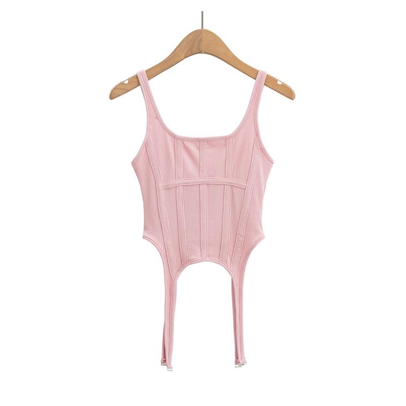 Жилет в стиле сафари с нитью «рыбий кость», рубашка нестандартной формы на крючке для женщин, сексуальные топы без рукавов с квадратным вырезом