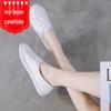 2025 Spring Genuine Leather White Low-Cut Shoes - Versatile Korean Style for Women and Expectant Mothers