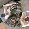 Autumn and Winter Pure Wool Plaid Scarf Women's Versatile Warm Couple Scarf Students Give Gifts On the New Model