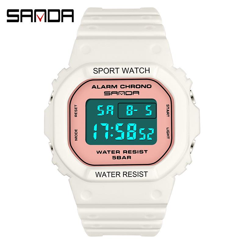 Sanda Multifunctional Waterproof Luminous Square Sport Watch - Fashionable Student Wristwatch