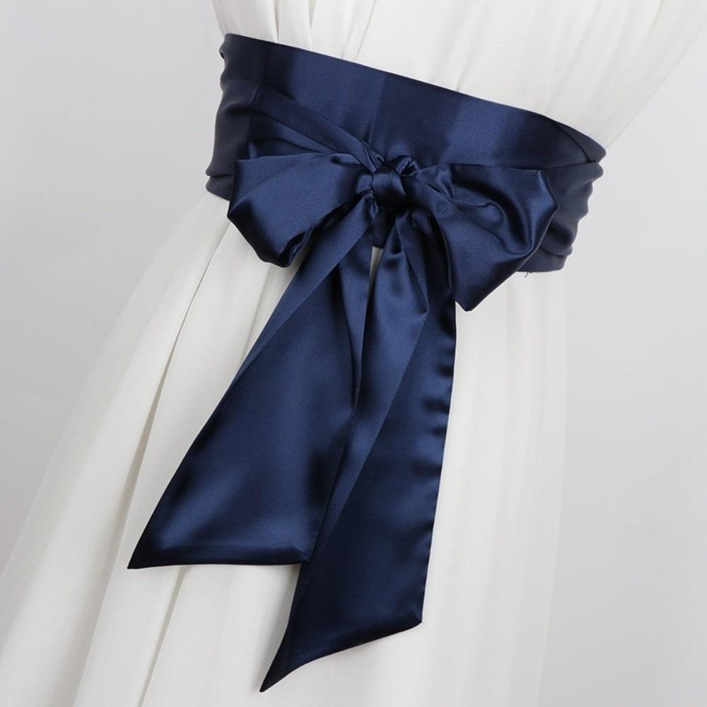Ethnic Style Satin Ribbon Belt Adjustable Wide Waistband Lace Up Waistband Dress