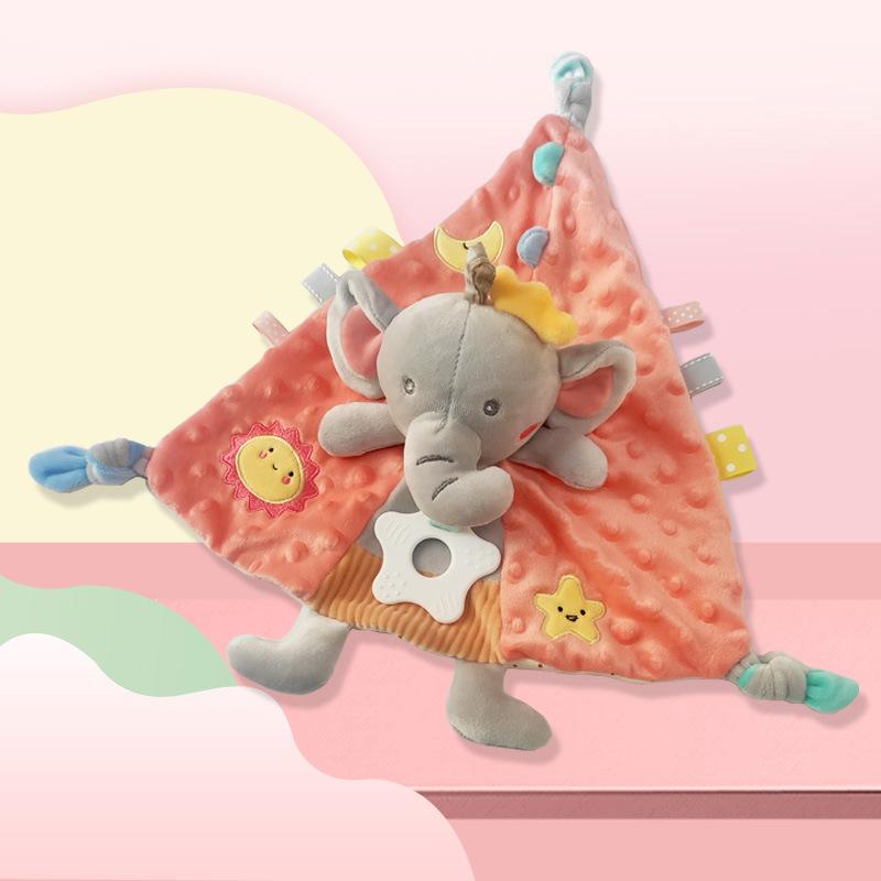 Baby Security Blanket Hand Puppet Plush Toy Teether for Infants Toddlers Pink