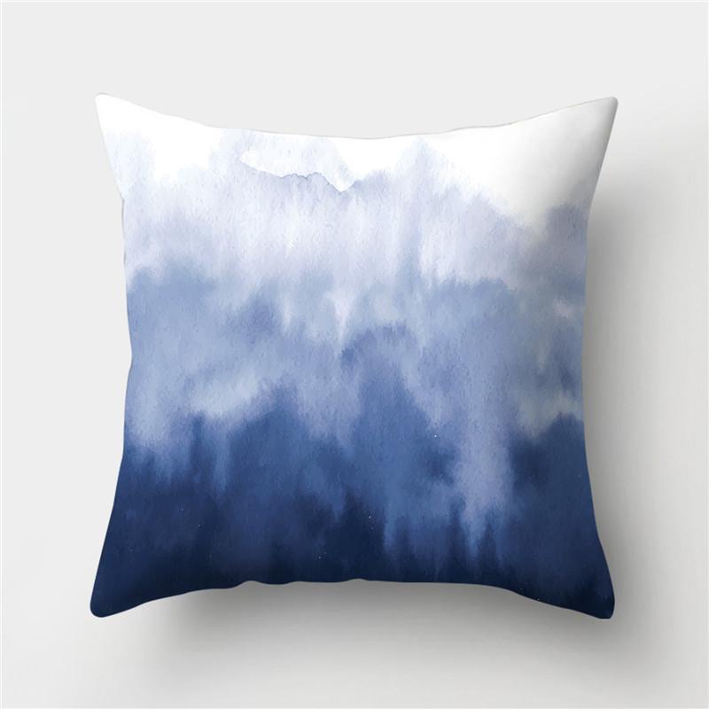 Чехлы на подушки с геометрическим рисунком 45x45, полиэстер, сине-серые наволочки, декоративные диванные подушки, чехлы для домашнего декора