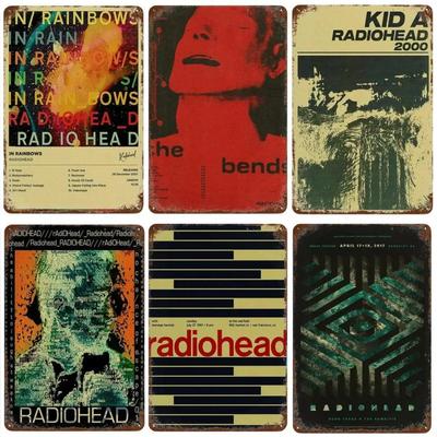 Рок-группа Radiohead Music Art Poster Ретро Металлическая жестяная вывеска Винтажная табличка для дома, комнаты, бара, клуба, мужской пещеры, кафе, декор настенные тарелки