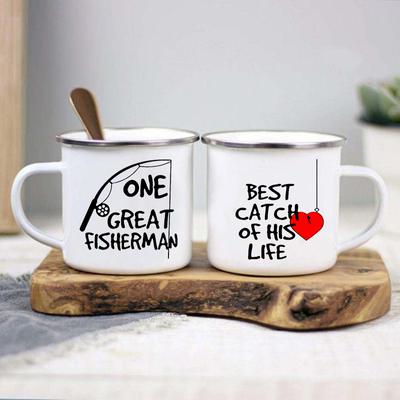 Drinkware Один великий рыбак Лучший улов его жизни Пара кружек Кружка Кофейная чашка Друзья Персонализированный подарок Кофейные чашки Кружки Пиво