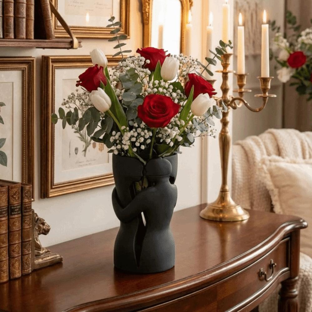 Black Lovers Ornament Sculpture Abstract Shape Flower Holder Creative Decorative Vase  Home Decor