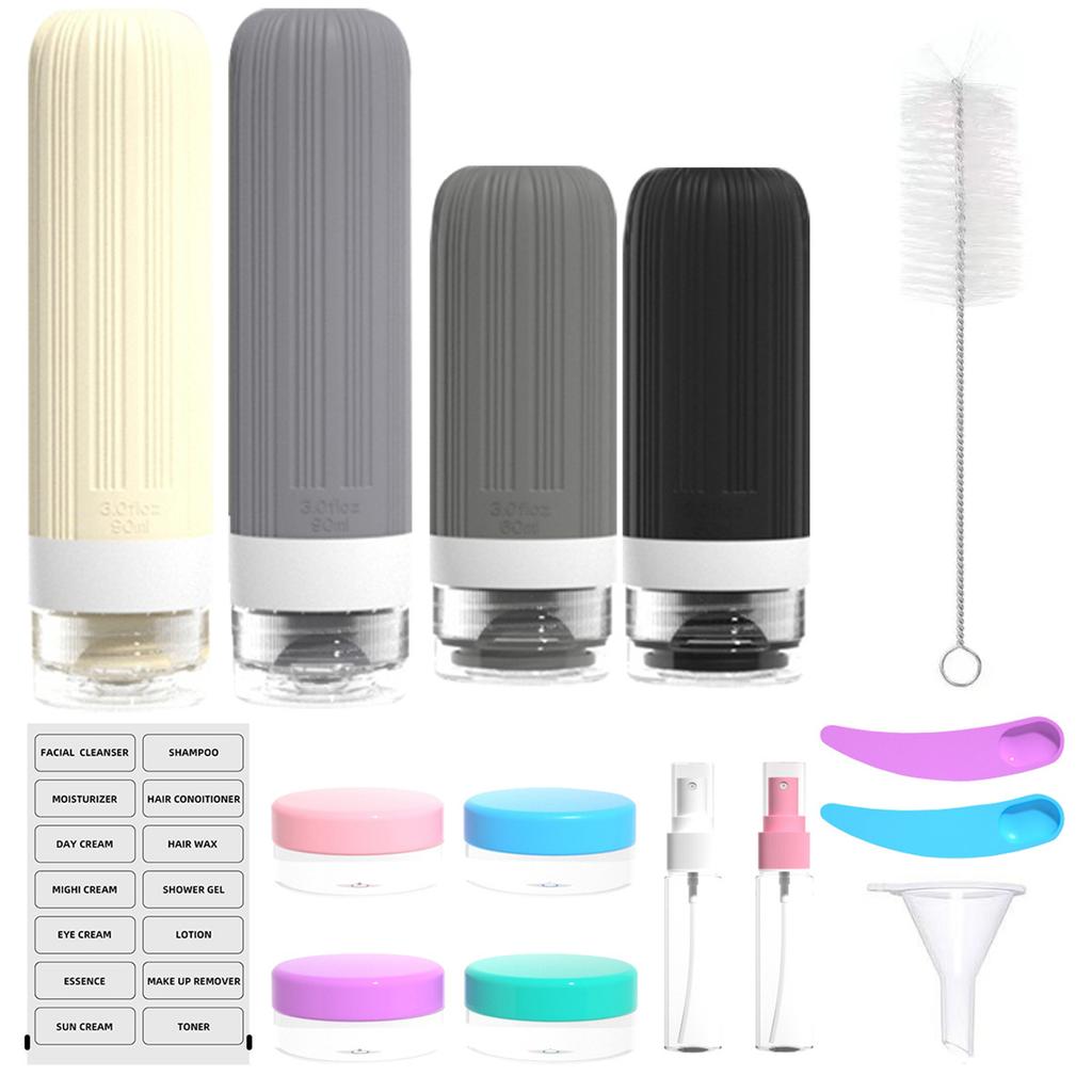 16 Pack Travel Bottles For Toiletries, Large 6oz Silicone Travel Containers Jar For Toiletries, Leak Proof Refillable Liquid Shampoo