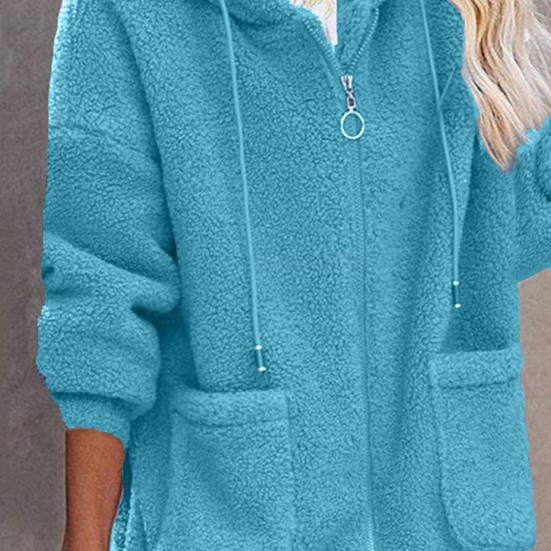Женское осенне-зимнее пальто с капюшоном и шнурком, с длинными рукавами и карманами на молнии, толстый плюшевый кардиган, верхняя одежда, уличная одежда
