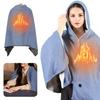 USB-Powered Electric Blanket Hooded Zipper Closure Solid Color Heated Shawl Wraps Winter Warm Quick Heating Blanket