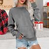 Women Sweatshirt with Big Front Pocket Long Sleeves Round Neck Loose Solid Color Mid Length Elastic Cuffs Daily Commuting Top