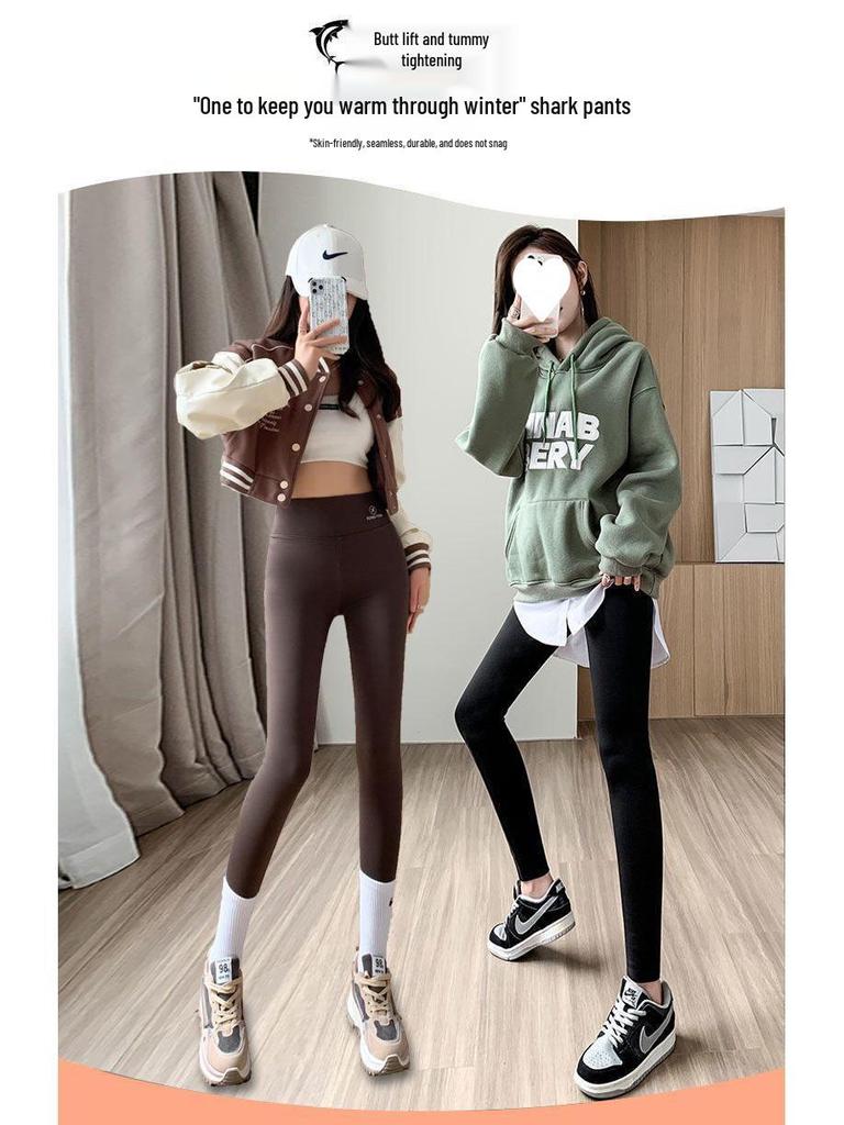 Серые Плюс Тонкие Флисовые Корректирующие Штаны - Теплый Ворсистый Базовый Слой для Йоги для Женской Верхней Одежды (Весна/Зима 2026)