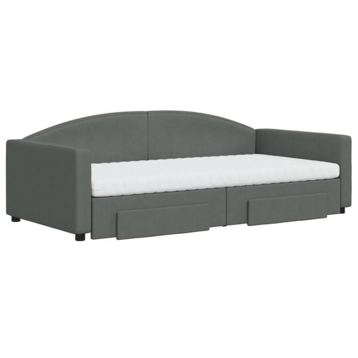VidaXL Daybed with Trundle and Drawers Dark Grey 100x200 Cm Fabric 3197248