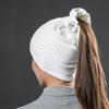 Women Rhinestones Velvet Hats Winter Warm Fashion Tied Hair Ponytail Hat For Female Autumn Flannel Caps Skullies Beanies
