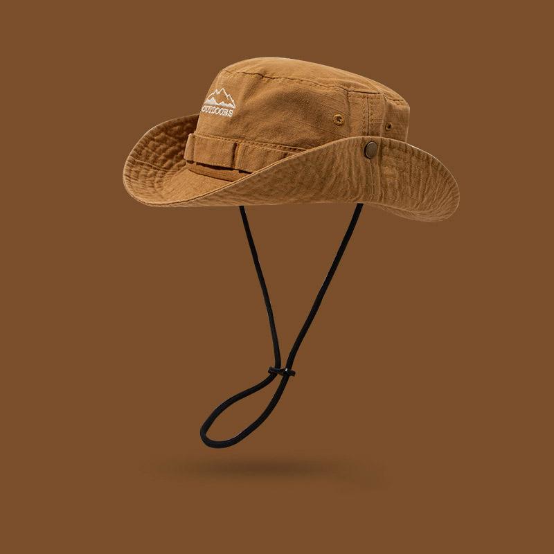 Summer Outdoor Mountaineering Hat For Men Women Sun Protection Bucket Cap Soild Color Drawstring Fisherman Caps Large Brim Visor