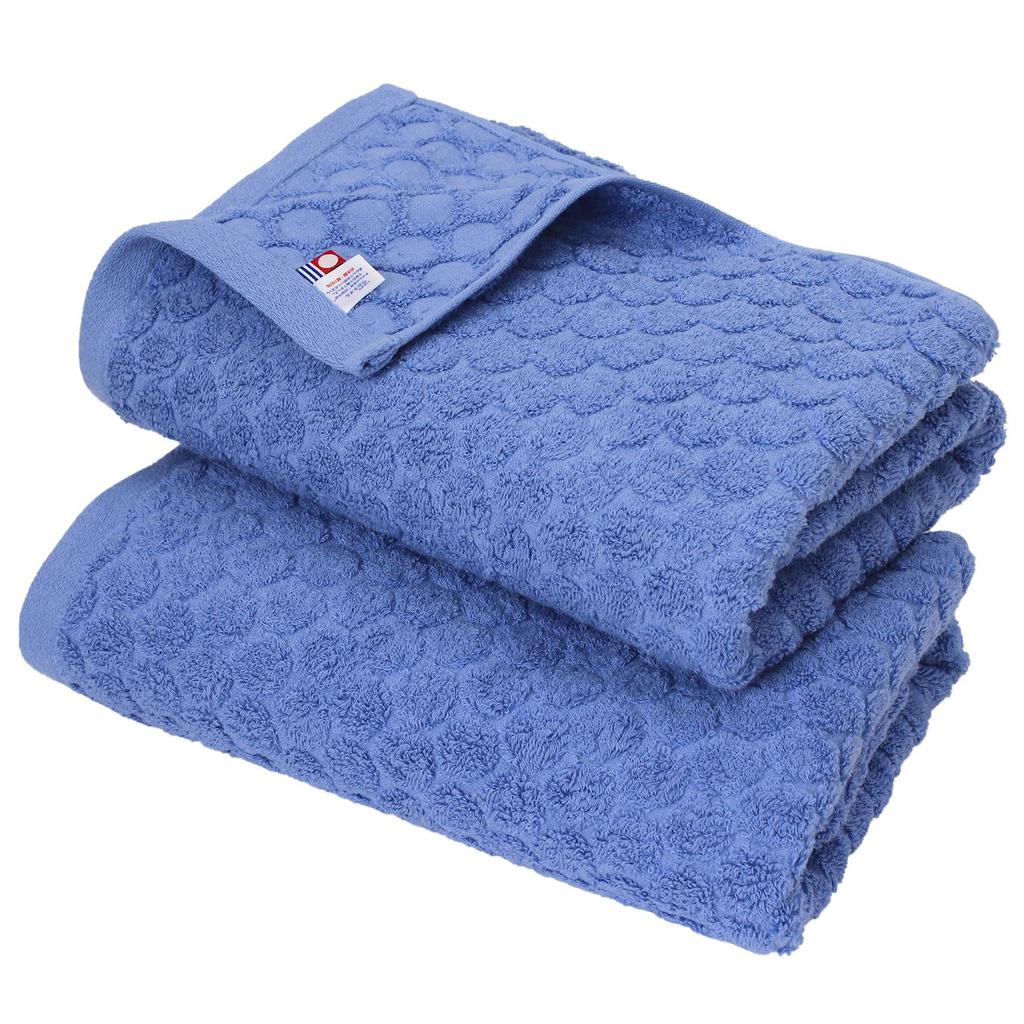 Imabari Certified Bath hiorie Dot Set of Made in Imabari Polka Dot Pattern Towels, Pattern, 2, Blue, Japan, Jacquard, Brand, 100% Cotton,