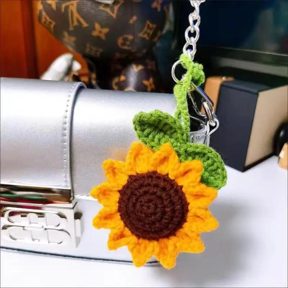 Multipurpose Car Handmade Crochet Sunflower Handmade Sunflower Car Mirror Accessories  Women