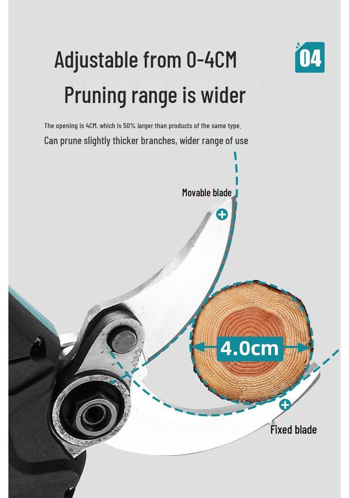Rechargeable 4.0V Lithium Pruning Shears - Electric Gardening Scissors for Thick Branches and Fruit Trees