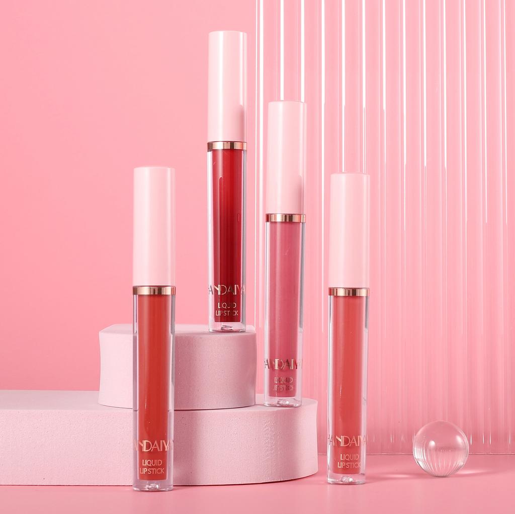 HANDAIYAN Lip Glaze Set Liquid Matte Crystal Lipstick Non-stick Cup Non-Fading Jelly Color 6 Lip Gloss Gift Box