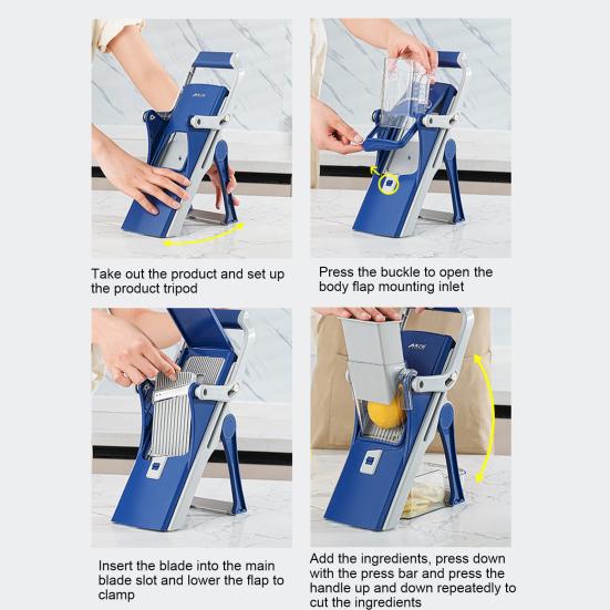 Регулируемый овощерезка-слайсер из нержавеющей стали с противоскользящей прокладкой, многофункциональный кухонный измельчитель со съемной конструкцией, помощник в домашней выпечке
