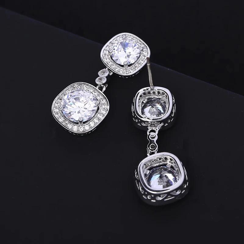 Эстетические серьги-подвески Huitan для женщин, блестящие кубические цирконии, аксессуары для ушей, модные подвески, свадебные украшения для помолвки