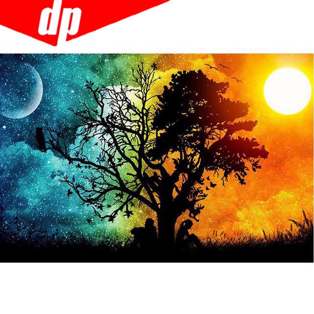 5D Diy Daimond Painting Full Sun&night Tree Pictures Rhinestones Diamant Mosaic Diamond Embroidery