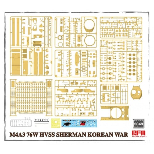 Ryefield Models 1/35 Korean War U.S. Army M4A3 76W HVSS Sherman Medium Tank Plastic Model Kit RFM5049