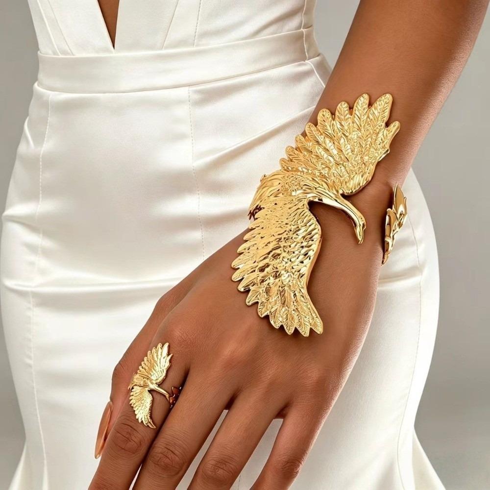 Exaggerated Phoenix Wings Necklace Gold Color Jewelry Set New Long Tassel Earrings  Women