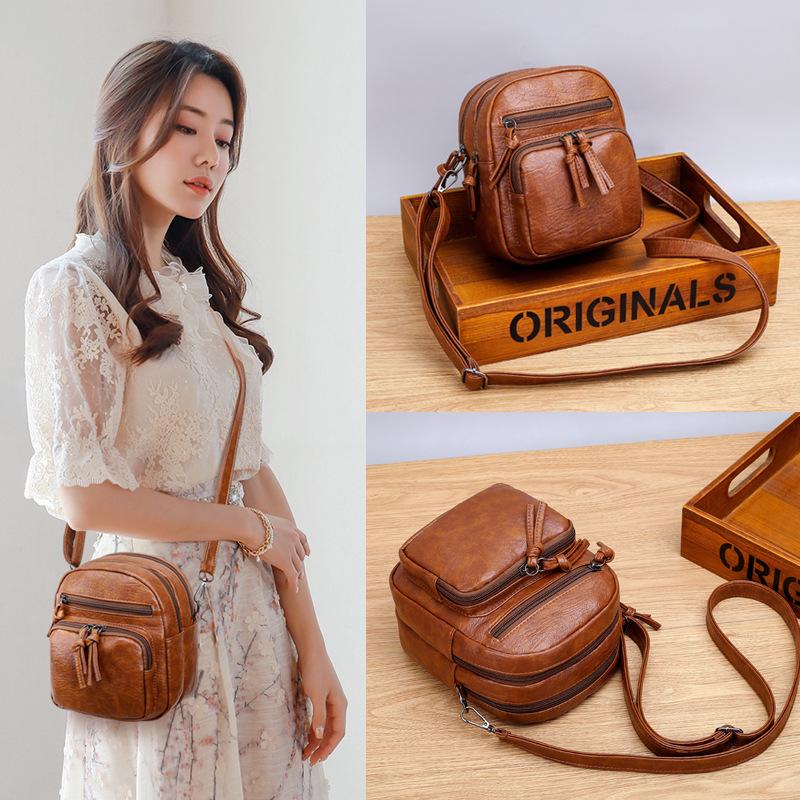 Большая вместимость 3 слоя женская сумка через плечо модная маленькая сумка через плечо женская маленькая винтажная сумка мягкая кожа женская мини-сумка MIT