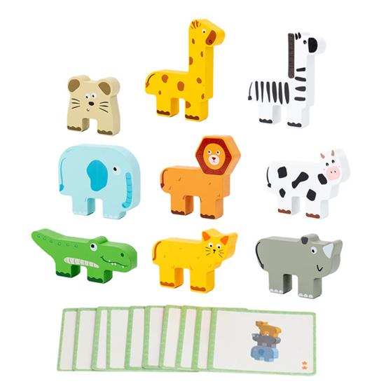 1 набор деревянных блоков для игры в наложение кубиков, игра-головоломка «Животное», «Мини-человек», игра-баланс, для дошкольников, мальчиков и девочек