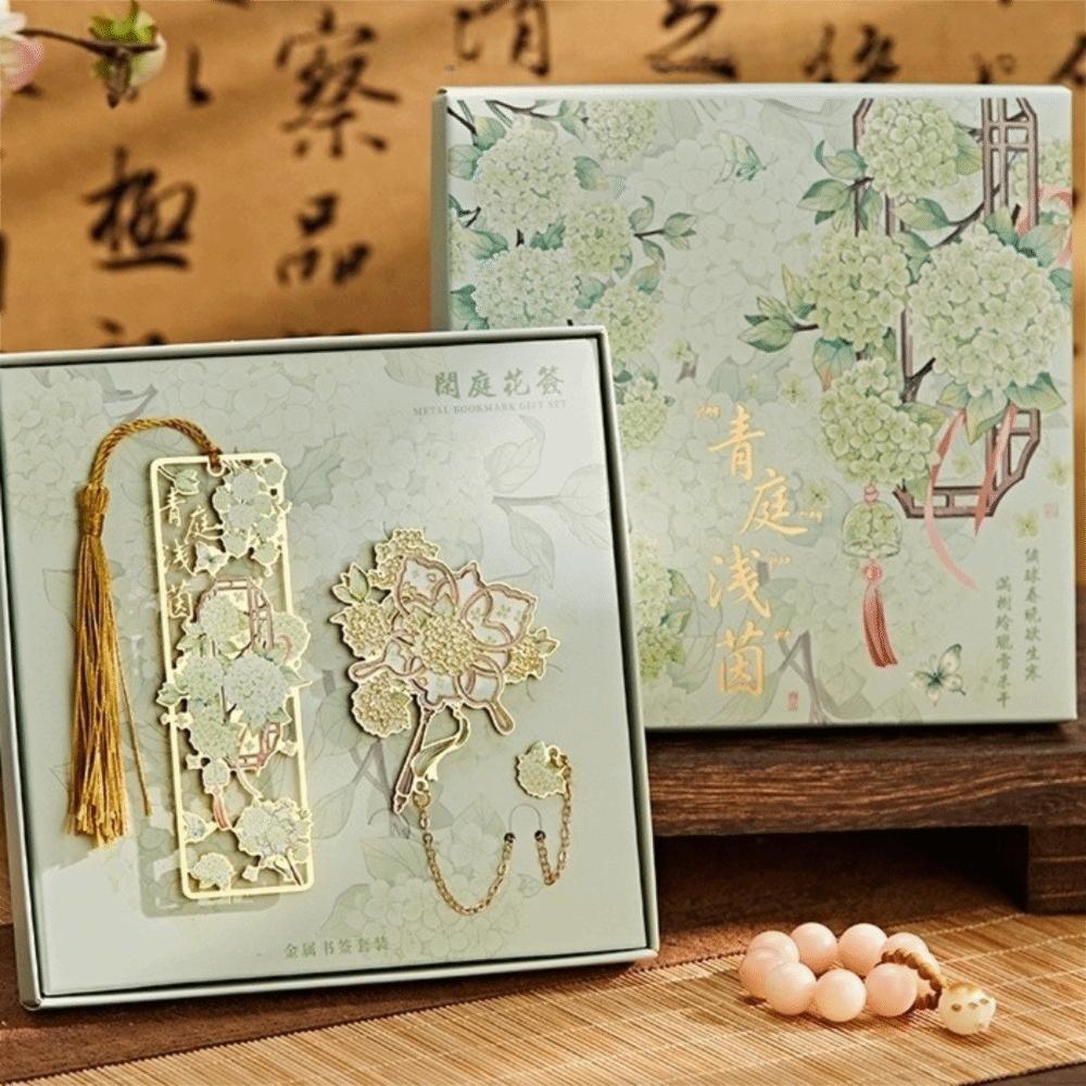 Bronzing Hollow Bookmark With Tassel Floral Bookmark Exquisite Design Metal Bookmark Book Club