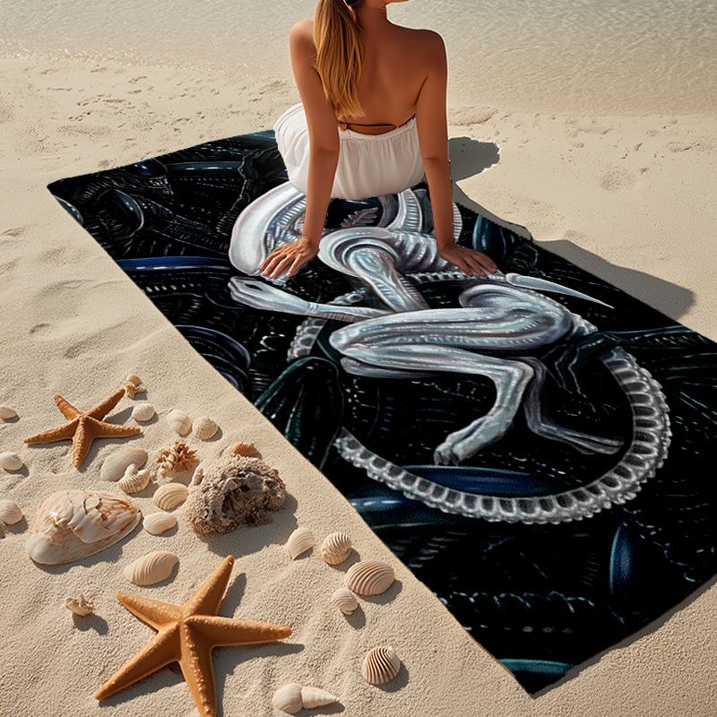 Alien horror Artwork Beach Towel, Super Soft Microfiber, Gift for Her/Him, Birthday, for Pool, Beach, Travel, Home Decor Fan gifts